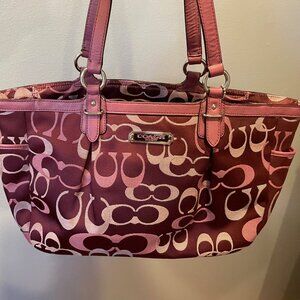Coach Signature Shoulder Bag Medium Maroon, Mauve & Pink Serial No. H1260-F20444